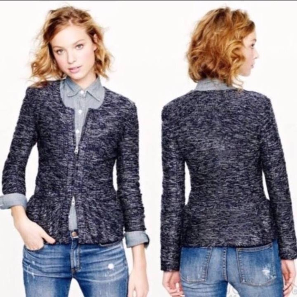 Jcrew peplum boucle stretch zip jacket